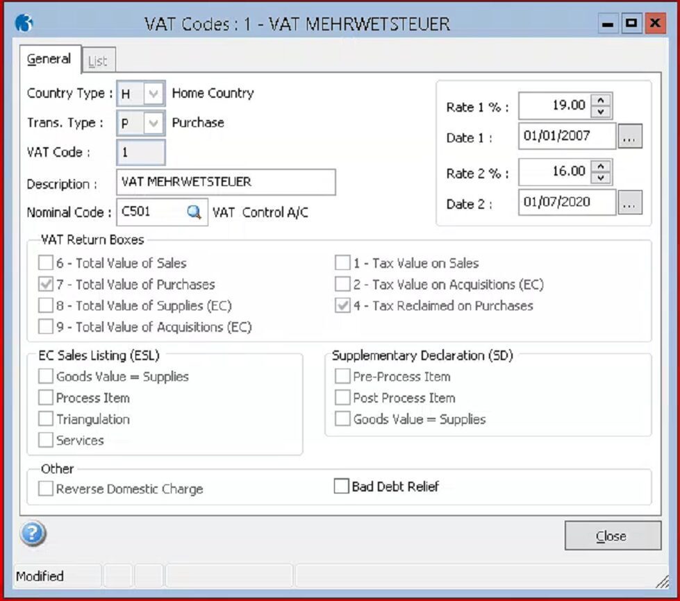 VAT How to Change the German VAT Rate in Pegasus Opera 3