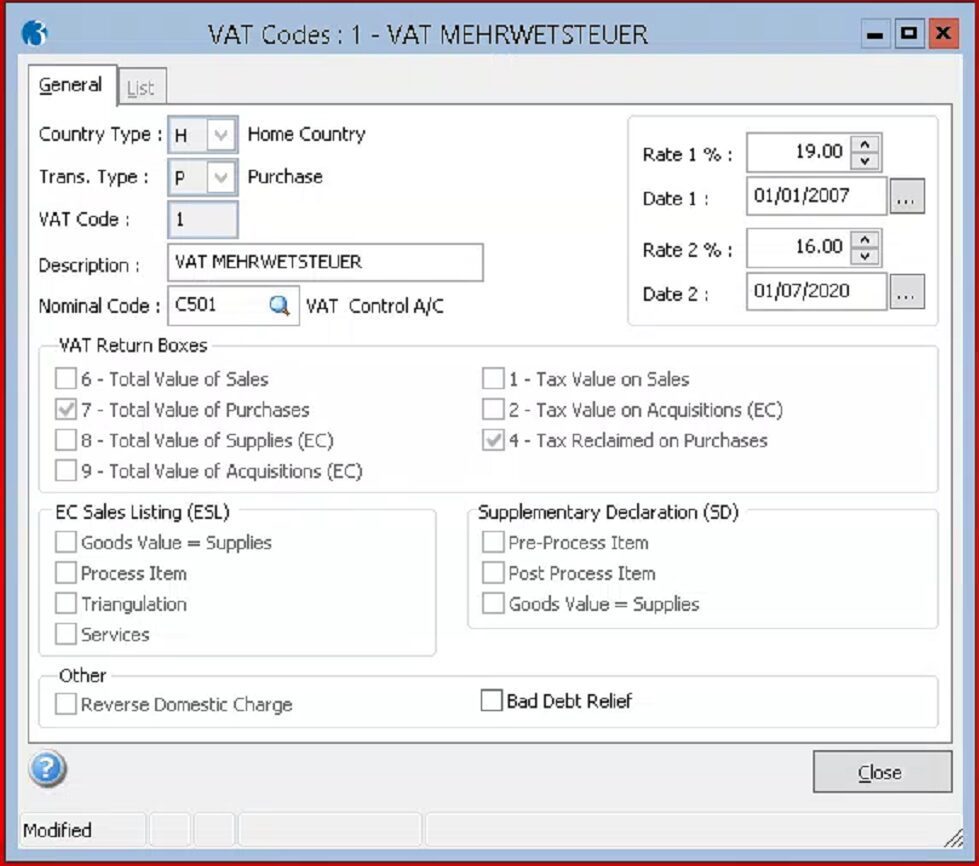  How to Change the German VAT Rate in Pegasus Opera 3