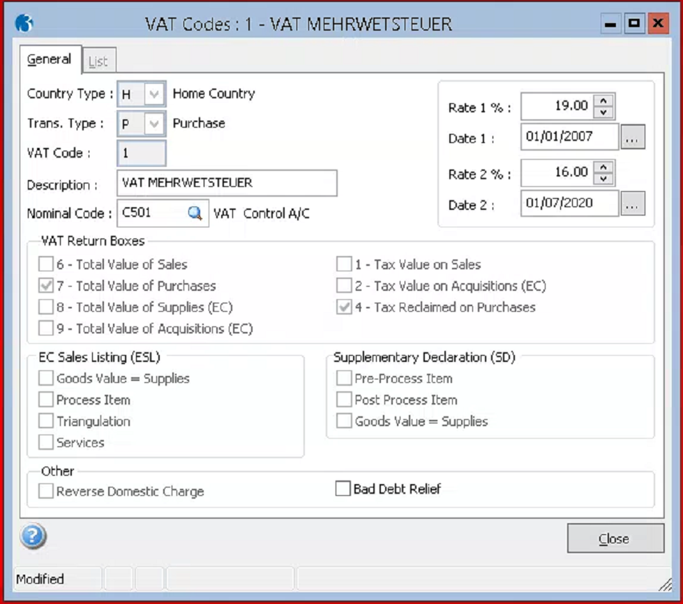 VAT How to Change the German VAT Rate in Pegasus Opera 3